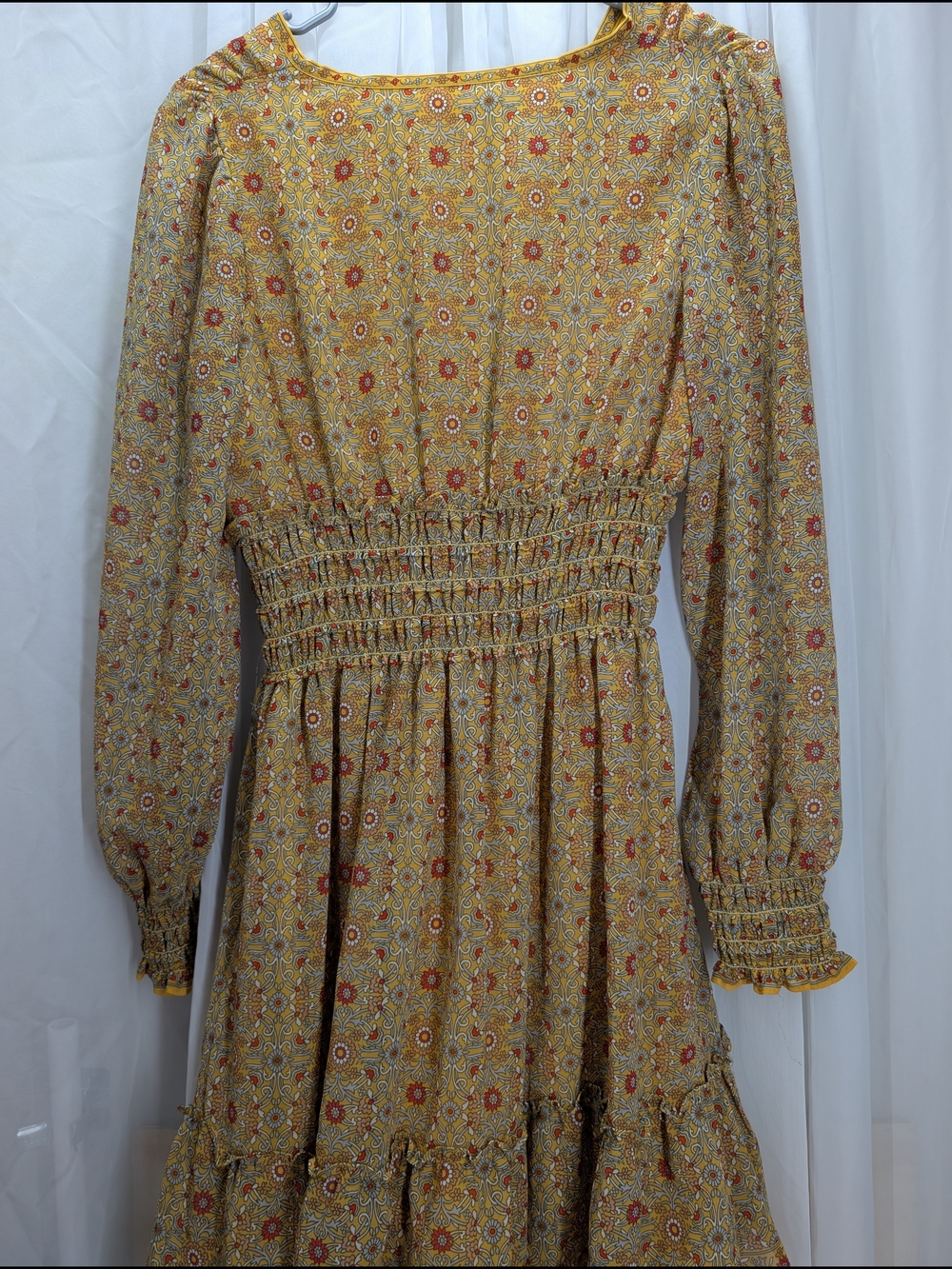 Max Studio Floral Smocked Waist Mini Dress Size Small Boho Cottagecore - Picture 11 of 12